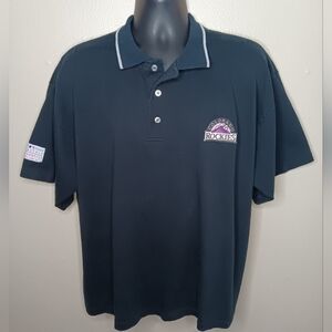 Vintage 90s Colorado Rockies Men's XL MLB Polo Shirt Black Admit One Relax Fit